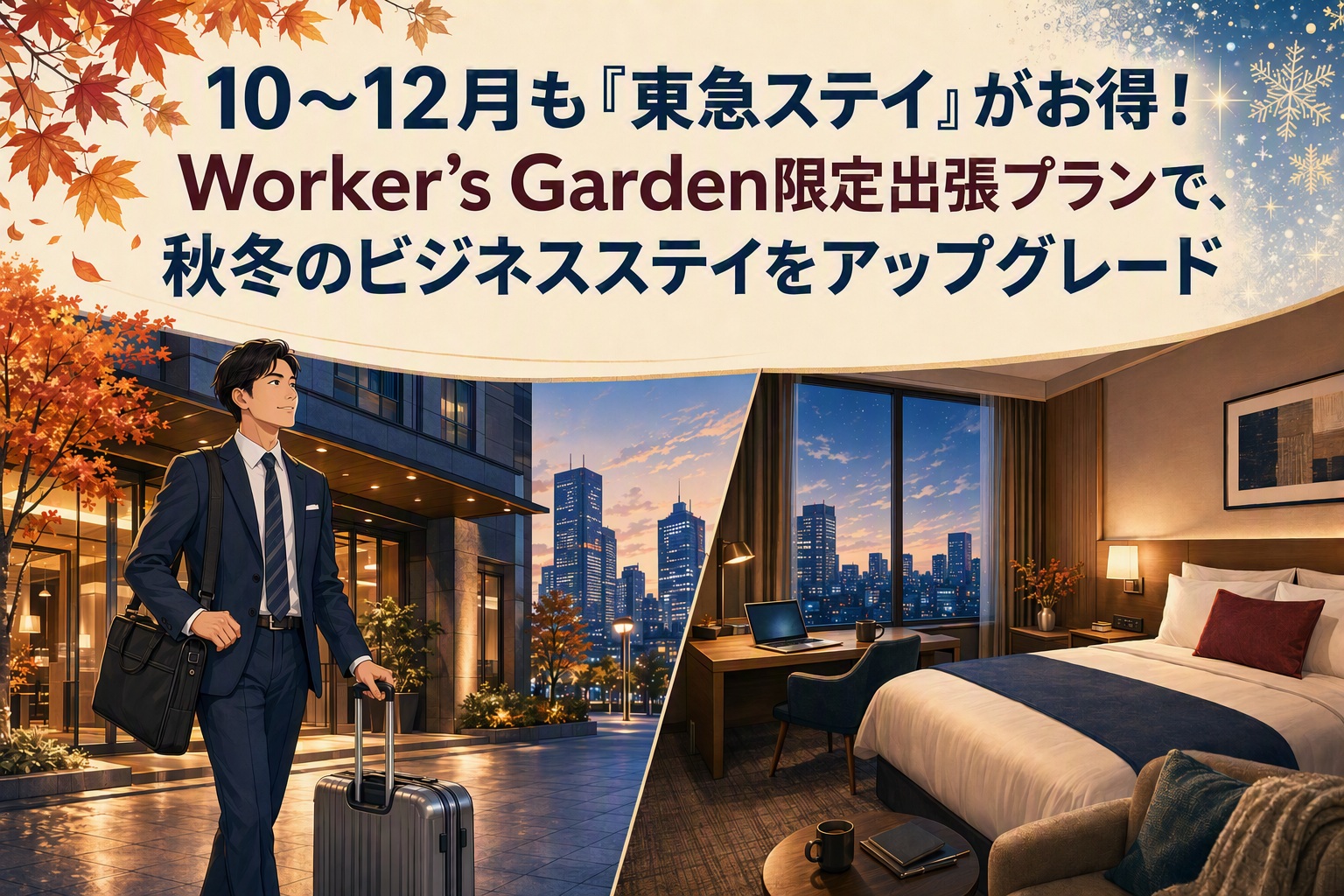 10〜12月も『東急ステイ』がお得！Worker‘s Garden限定出張プランで、秋冬のビジネスステイをアップグレード